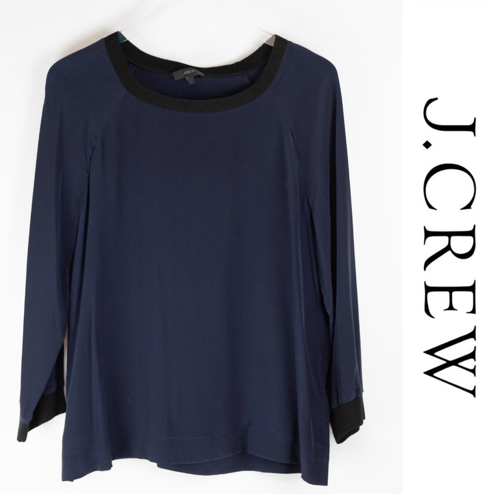 J. Crew Navy Blue Silk Sweatshirt 12